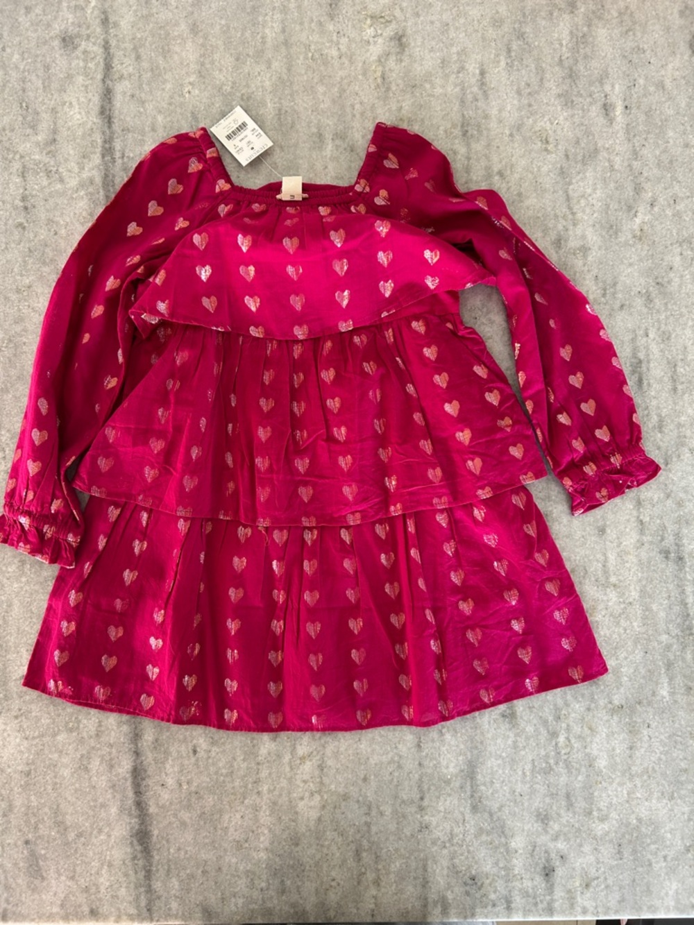 Crew Cuts Girls' Shimmer Tiered Hearts Dress Size 6